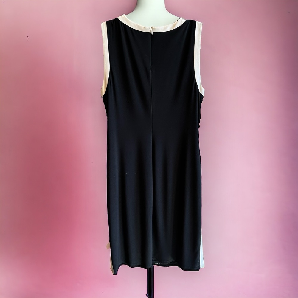 Lauren by Ralph Lauren Black White Ruched Colorblock Dress 12 - Picture 2 of 5